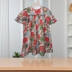 Colorful Floral Dress with Ruffle Sleeves